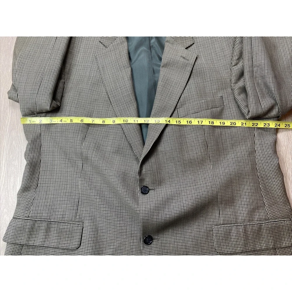 Brooks Brothers Mens‎ Houndstooth Blazer Jacket Size 46R Button Front Sport Coat